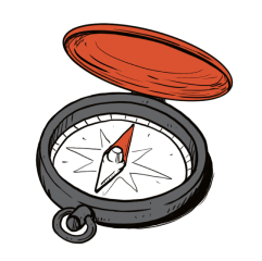 Animated sketch of a compass