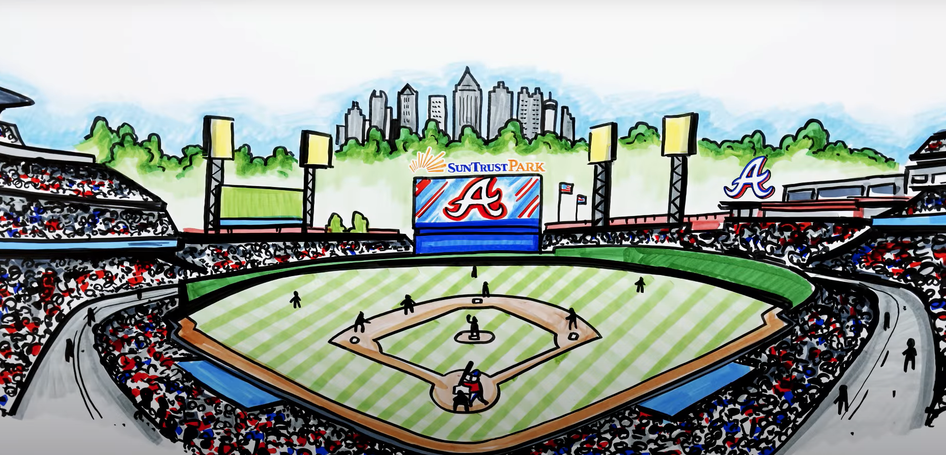 Still image of whiteboard animation completed for Atlanta Braves Opening Day